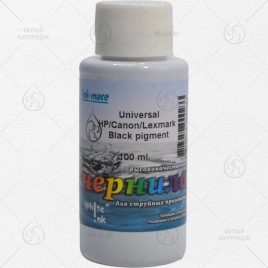 Чернила Universal HP/Canon/Lexmark, 100 мл, Black pigment, White Ink (Ink-mate)