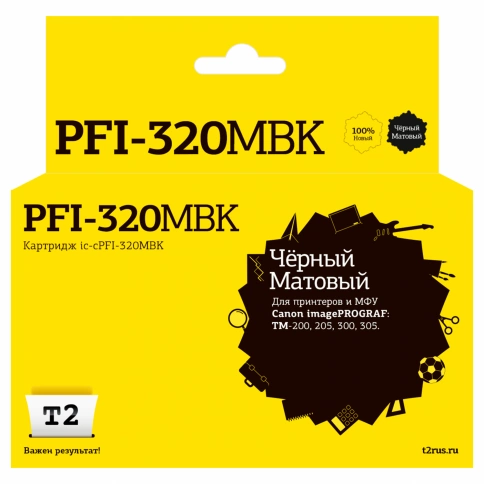 Картридж T2 IC-CPFI-320MBK (PFI-320MBK) для Canon imagePROGRAF TM-200, 205, 300, 305 (300мл.), матовый черный, с чипом фото 1