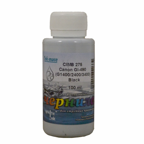 Чернила Canon GI-490 (G1400/2400/3400), 100 мл, Black pigment, White Ink (Ink-mate) фото 1