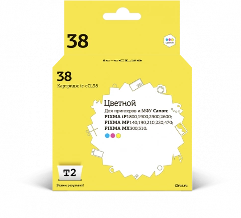 Картридж T2 IC-CCL38 (CL-38) для Canon PIXMA iP1800, 1900, 2500, 2600, MP140, 190, 210, 220, 470, MX300, 310, цветной фото 1