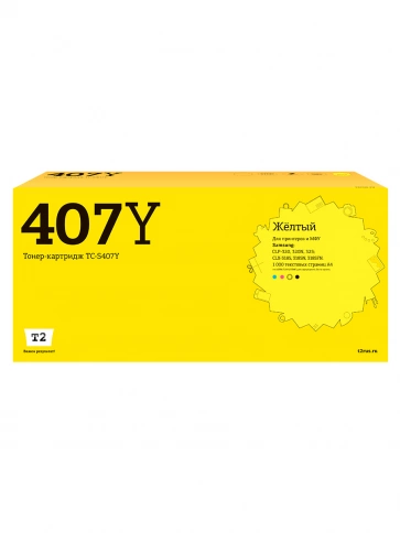 Картридж T2 TC-S407Y (CLT-Y407S) для Samsung CLP-320, 325, CLX-3185 (1000 стр.) желтый, с чипом фото 1