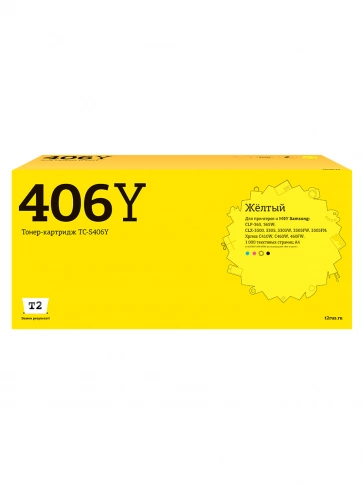 Картридж T2 TC-S406Y (CLT-Y406S) для Samsung CLP-365, CLX-3300, 3305, Xpress C410 (1000 стр.) желтый, с чипом фото 1