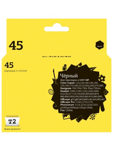 Картридж T2 IC-H51645 (51645AE) для HP Deskjet 930, 940, 950, 960, 970, 1220, черный фото 2