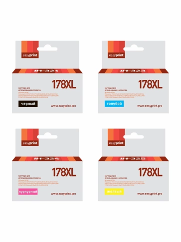 Комплект картриджей EasyPrint IH-178XL_SET (CB321HE) для HP 178XL: черный, голубой, пурпурный, желтый фото 1