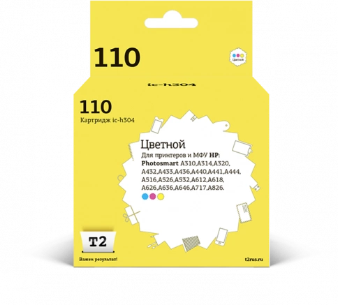 Картридж T2 IC-H304 (CB304AE) для HP Photosmart A310, A320, A432, A440, A516, A612, A626, A717, A826, цветной фото 1