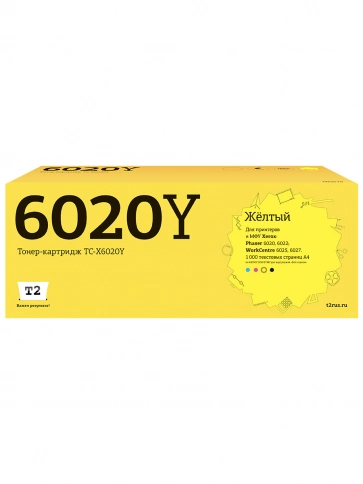 Тонер-картридж T2 TC-X6020Y (106R02762) для Xerox Phaser 6020, 6022, WorkCentre 6025, 6027 (1000 стр.) желтый, с чипом фото 1