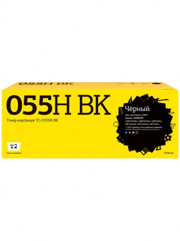Лазерный картридж T2 TC-C055H BK (055H BK;3020C002) для Canon i-SENSYS LBP653Cdw/LBP663Cdw/LBP664Cx/MF742Cdw/MF744Cdw/MF746Cx, черный, с чипом фото 1