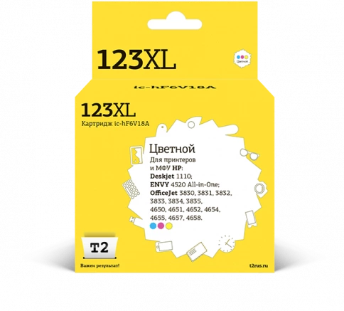Картридж T2 IC-HF6V18A (F6V18AE) для HP Deskjet 1110, 2130, 2131, 2132, 2133, 2134, 2620, 2630, 2632, цветной фото 1