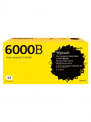 Тонер-картридж T2 TC-X6000B (106R01634) для Xerox Phaser 6000, 6010, WC6015 (2000 стр.) черный, с чипом фото 1