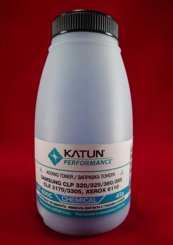 Тонер SAMSUNG CLP 320/325/360/365, CLX 3170/3305, Xerox 6110 Cyan, химический (фл. 45г) Katun фас.Россия фото 1