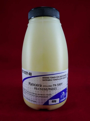 Тонер для Kyocera TK-580Y, FS-C5150/P6021 Yellow (фл. 40г) 2.8K B&W Standart Tomoegawa фас.Россия фото 1