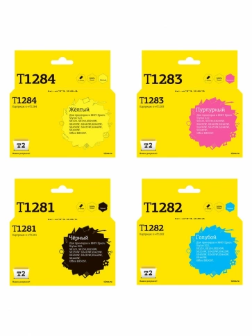Комплект картриджей T2 IC-ET1285 (C13T12814011) для Epson T1285: черный, голубой, пурпурный, желтый фото 1