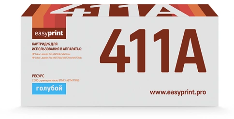 Картридж EasyPrint LH-CF411A (CF411A) для HP Color LaserJet Pro M452dn, M452nw, M477fdw, M477fnw, M477fdn (2300 стр.) голубой, с чипом фото 1