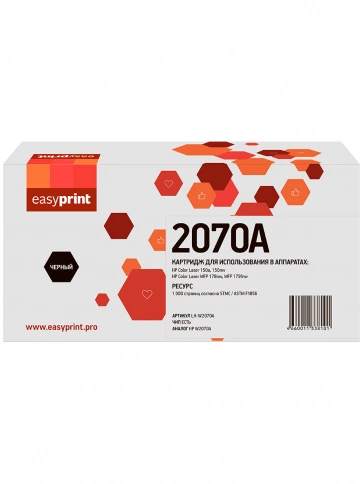 Картридж EasyPrint LH-W2070A (W2070A) для HP Color Laser 150a, 150nw, MFP 178nw, MFP 179fnw (1000 стр.) черный, с чипом фото 1