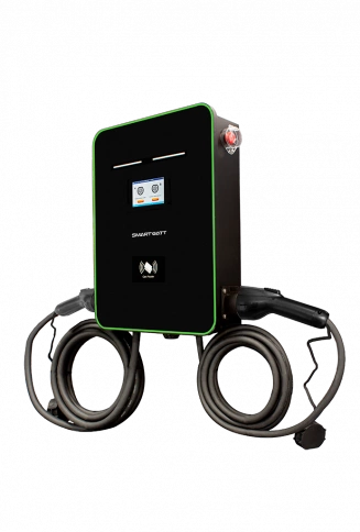 Автомобильная электрозарядная станция SMARTWATT EVC, 44 кВт, коммерческая OCPP 1.6J, переменный ток, 3 фазы 380 В, два поста по 22 кВт 32 А, кабели по 5 метров, коннекторы Type2, IP54 фото 1