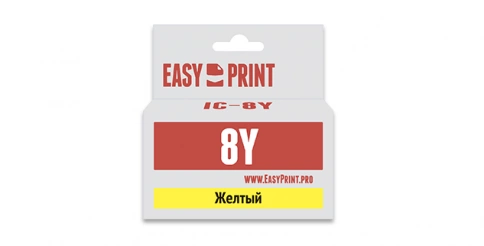 Картридж EasyPrint IC-CLI8Y (CLI-8Y) для Canon PIXMA iP4200, , 5200, Pro9000, MP500, 600, желтый, с чипом фото 1