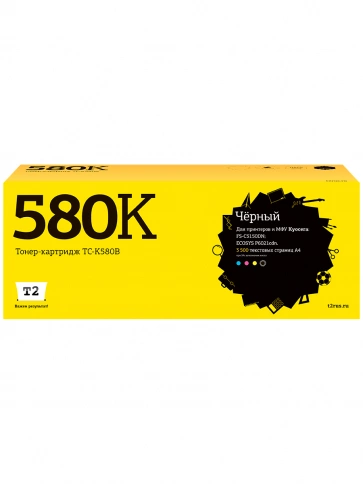 Тонер-картридж T2 TC-K580B (TK-580K) для Kyocera FS-C5150DN, ECOSYS P6021cdn (3500 стр.) черный, с чипом фото 1